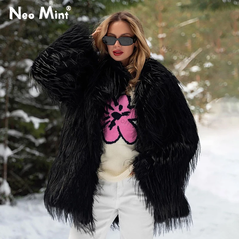 Women Streetwear Brand - Neo Mint 2024 Winter Pelzigen Faux